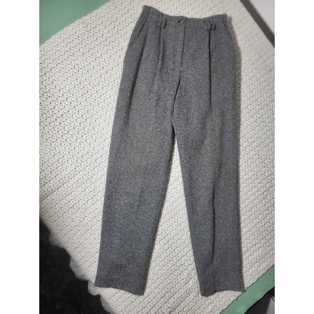 Russ Gray Vintage Tweed Pleated Dress Pants Tapered Leg Pockets Women's Size 8